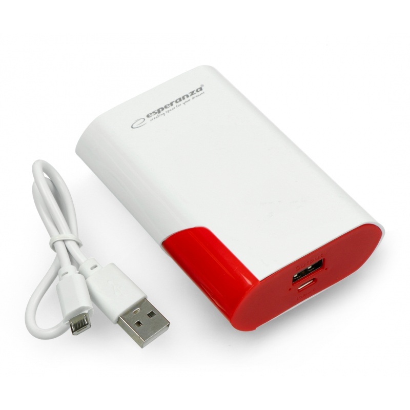 Mobilna bateria PowerBank Esperanza EMP111WR Boson 6000mAh - biało-czerwony