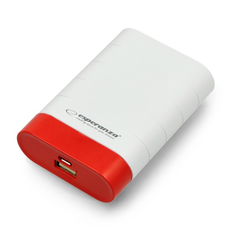 Mobilna bateria PowerBank Esperanza EMP110WR Graviton 4800mAh - biało-czerwony