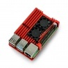 Obudowa JustPi do Raspberry Pi 4B - aluminiowa z dwoma wentylatorami - czerwona - zdjęcie 1