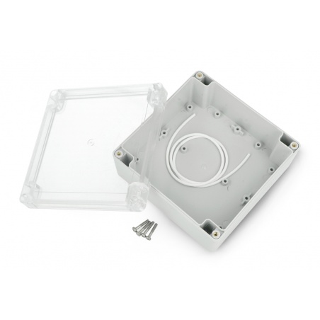 Obudowa plastikowa Kradex ZP135.135.60JpH TM ABS-PC z uszczelką i mosiężnymi tulejkami IP65 - 135x135x60mm jasnoszara-przez Obudowa plastikowa Kradex ZP135.135.60JpH TM ABS-PC z uszczelką i mosiężnymi tulejkami IP65 - 135x135x60mm jasnoszara-przez