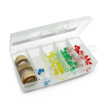 Zestaw diod LED 5mm 160szt. z rezystorami + organizer Zestaw diod LED 5mm 160szt. z rezystorami + organizer