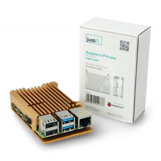 Корпус justPi для Raspberry Pi 4B - алюминиевый - медно-золотой - LT-4B03