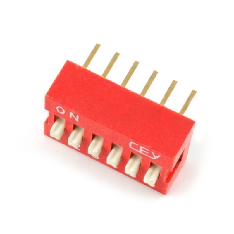 Przełącznik DIP switch 6-polowy - czerwony - 5 szt.