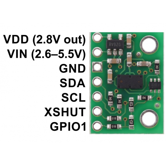 VL53L3CX датчик часу прольоту - відстані та освітленості I2C - 500 см - Pololu 3416
