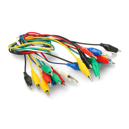 Кабели с зажимами типа «крокодил» 22AWG, 27 мм - 40 см, цветные - 12 шт.