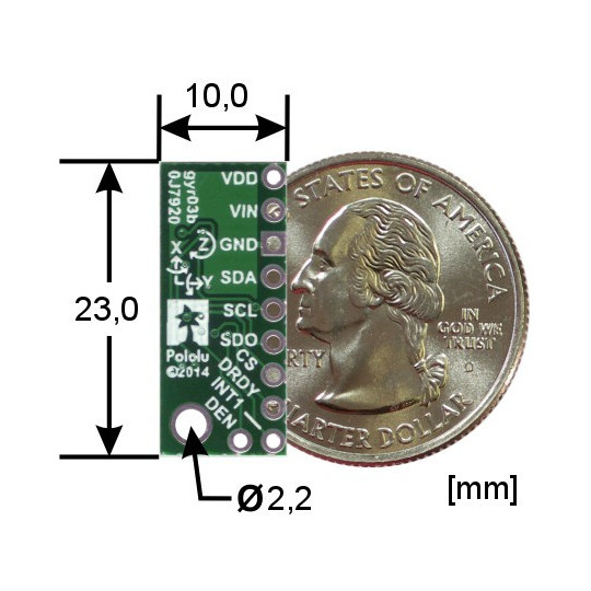 L3GD20H 3-осьовий цифровий гіроскоп I2C SPI - Pololu 2129