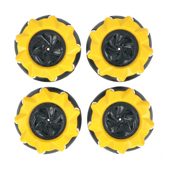 Комплект коліс Mecanum - 80 мм - 4 шт. - чорно-жовті з роликами - DFRobot FIT0654-1