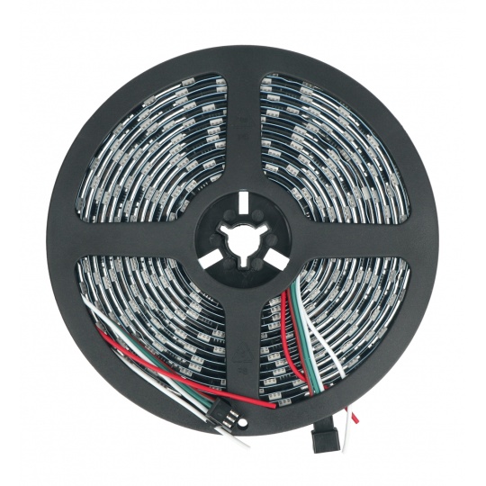 Світлодіодна стрічка RGB WS2811 - цифрова, адресна - IP65 60 світлодіодів/м, 14,4 Вт/м, 12 В - 5 м - чорна