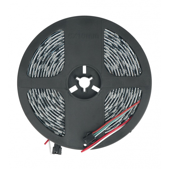 Світлодіодна стрічка RGB WS2811 - цифрова, адресна - IP65 60 світлодіодів/м, 14,4 Вт/м, 12 В - 5 м - чорна