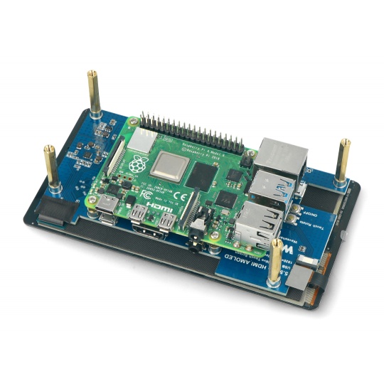 Сенсорний екран - ємнісний AMOLED 5.5'' 1080x1920px HDMI + USB для Raspberry Pi 4B/3B+/3B/2B/Zero - Waveshare 16103
