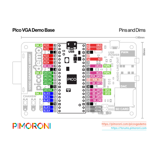 Pimoroni Pico VGA Demo Base - аудіо/відео розширення для Raspberry Pi Pico - Pimoroni PIM553