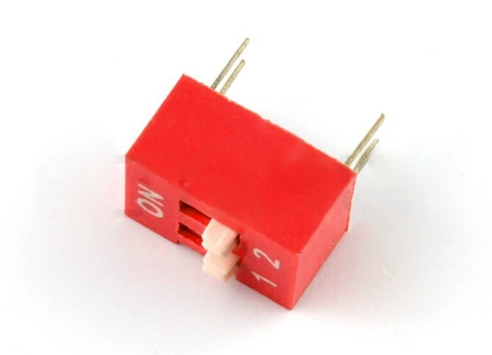 Przełącznik DIP switch 2-polowy - czerwony - 5 szt.