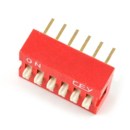 Przełącznik DIP switch 6-polowy - czerwony