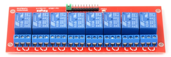 Moduł przekaźników 8 kanałów z optoizolacją - styki 10A/250VAC - cewka 5V - czerwony