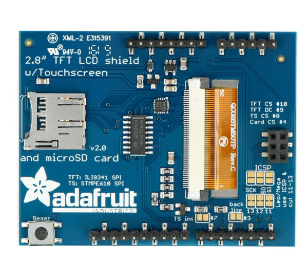Wyświetlacz dotykowy 2,8'' TFT Shield dla Arduino - Adafruit 1651