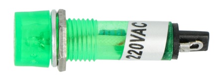 Kontrolka 220 V AC - 10 mm - zielona.