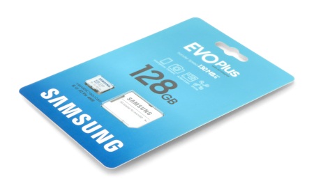 Karta pamięci Samsung EVO Plus microSD XC 128 GB 130 MB/s UHS-I U3 klasa 10 z adapterem.
