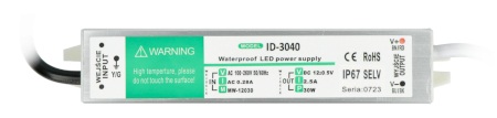 Zasilacz do taśm i pasków LED wodoodporny - 12 V / 2,5 A / 30 W