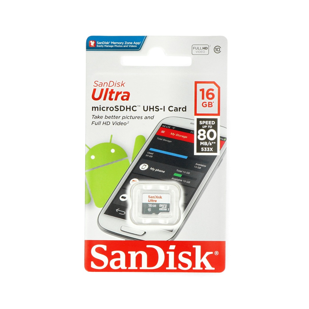 Karta pamięci SanDisk Ultra 533x microSD 16GB 80MB/s UHS-I klasa 10