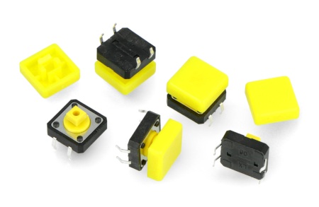 Tact Switch 12x12mm z nasadką - kwadrat żółty - 5szt