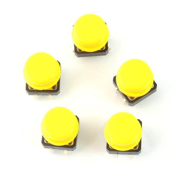 Tact Switch 12x12mm z nasadką - grzybek żółty - 5szt