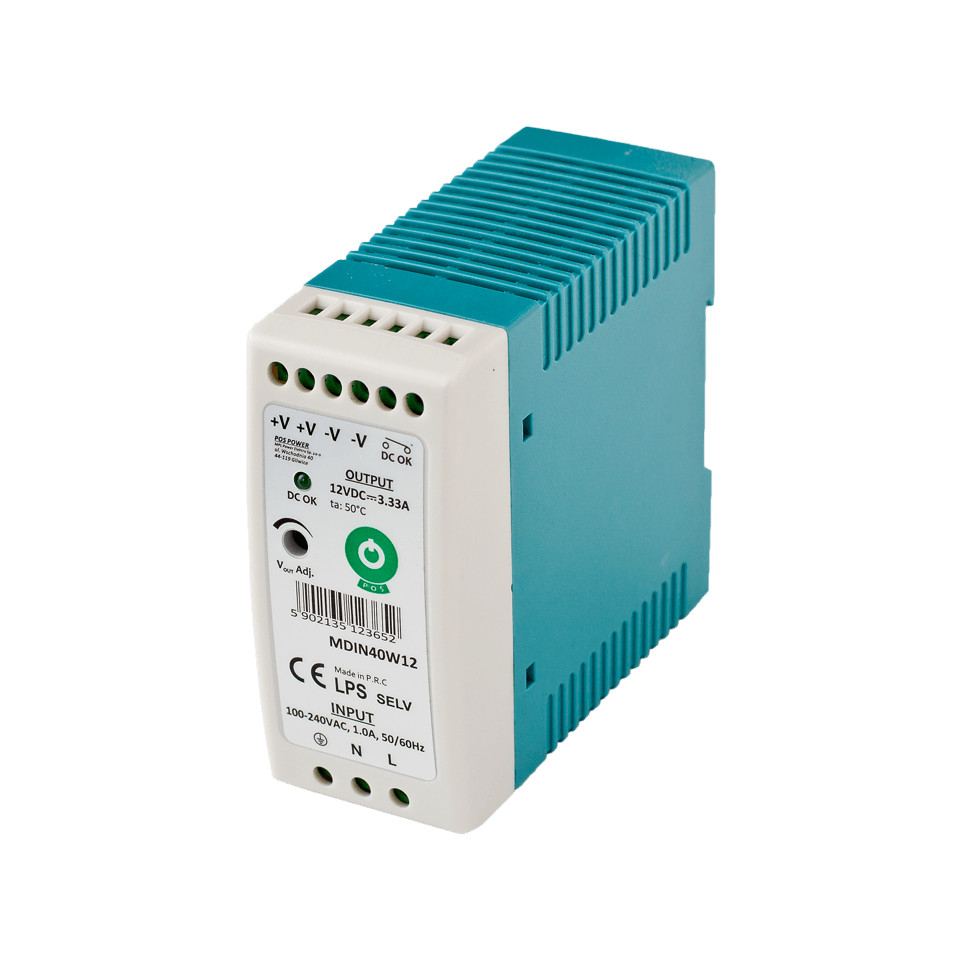 Bezpieczny i wydajny zasilacz na szynę DIN 12 V/3,33 A/40 W