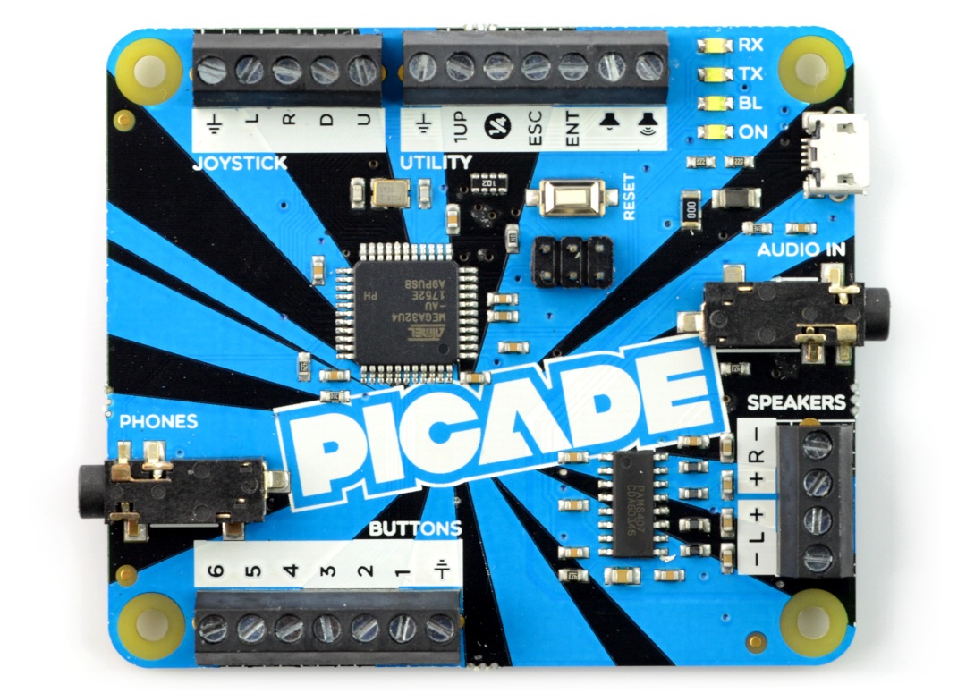 Picade PCB ATmega32U4 - moduł z wzmacniaczem audio 3W - zgodny z Arduino