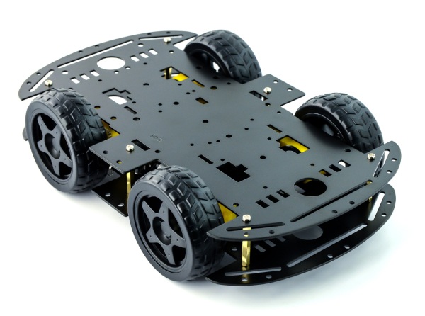 Metalowe podwozie robota 4WD - czarne