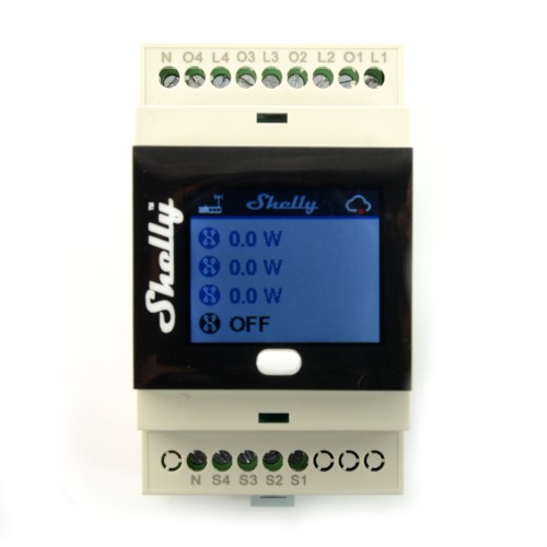 Shelly 4Pro - 4 kanałowy przekaźnik 230V WiFi z wyświetlaczem