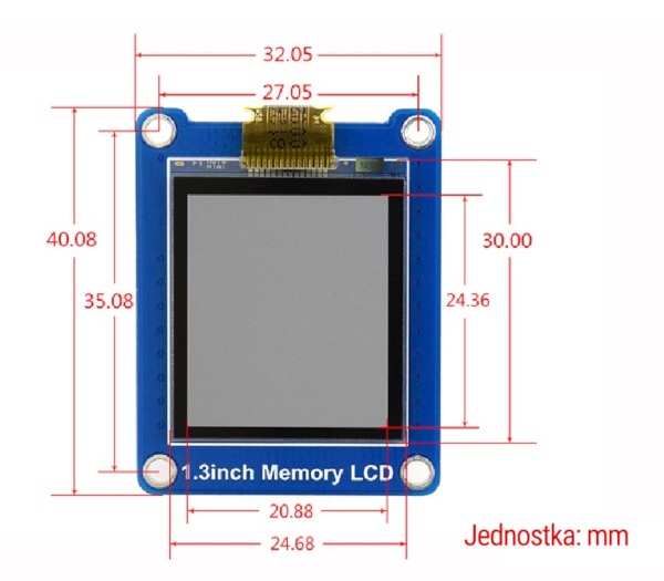 wyświetlacz LCD 1,3" z wbudowaną pamięcią