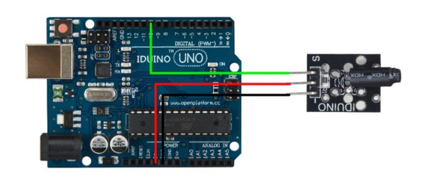 Przykład podłączenia czujnika wibracji Iduino