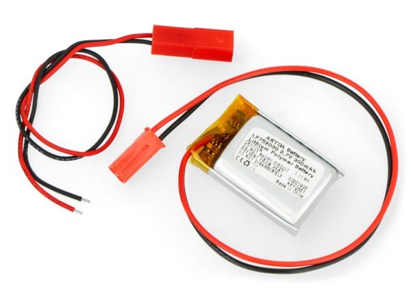 Akumulator Li-Pol Akyga 300mAh 1S 3,7V - złącze JST-BEC + gniazdo