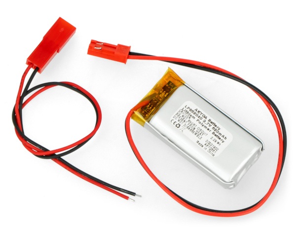 Akumulator Li-Pol Akyga 620mAh 1S 3,7V - złącze JST-BEC + gniazdo