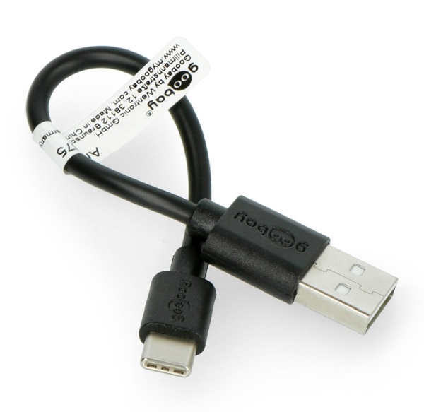 Przewód Goobay USB A 2.0 - USB C czarny - 0,1m