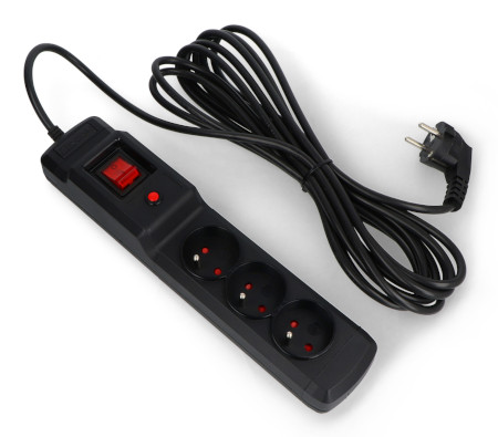 Listwa zasilająca z zabezpieczeniami Armac Multi M3 czarna - 3 gniazda - 5m