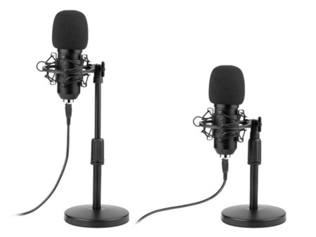 Regulacja wysokości mikrofonu w zakresie od 21 cm do 31 cm.