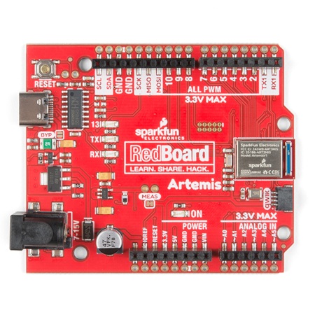 SparkFun RedBoard Artemis  - płytka z mikrokontrolerem.
