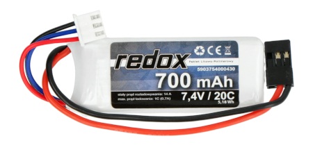 Pakiet Li-Pol Redox 700mAh 20C 2S 7,4V