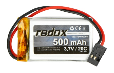 Akumulator Li-Pol Redox 500mAh 1S 3,7V
