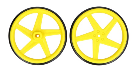 Yellow Wheels - 2x żółte koła - do silnika z wałem TT - Kitronik 2593-TT.