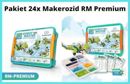 Pakiet Makerzoid Robomaster Premium - 24 zestawy klocków + 10 scenariuszy lekcyjnych.