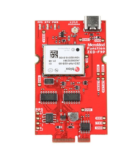 Płytka funkcyjna MicroMod - modułem GPS z układem ZED-F9P.