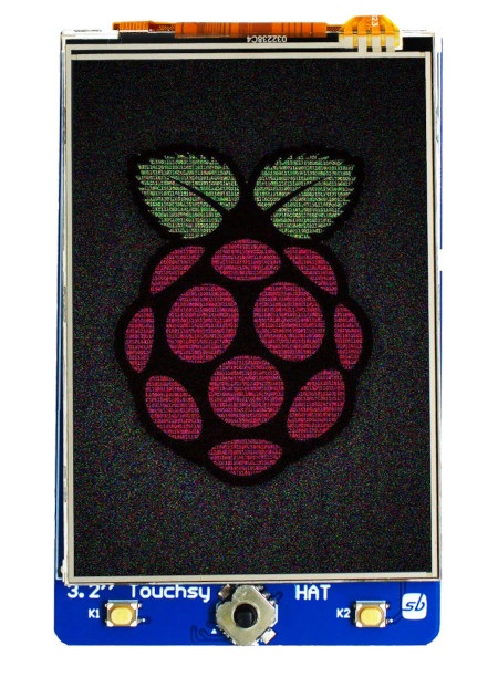 Touchsy HAT - nakładka z dotykowym wyświetlaczem LCD 3,2'' 320 x 240 px do Raspberry Pi - SB Components 26418