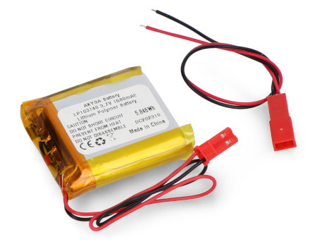 Akumulator Li-Pol Akyga 1580 mAh 1S 3,7 V - złącze JST - BEC + gniazdo - 40 x 37 x 10 mm