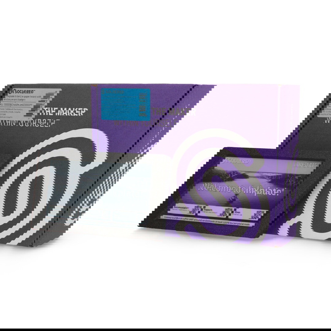 Inkplate 5 Gen2 z obudową i akumulatorem - wyświetlacz e-paper 5,2'' 960 x 540 px - ESP32 - zgodny z Arduino - Soldered 333336