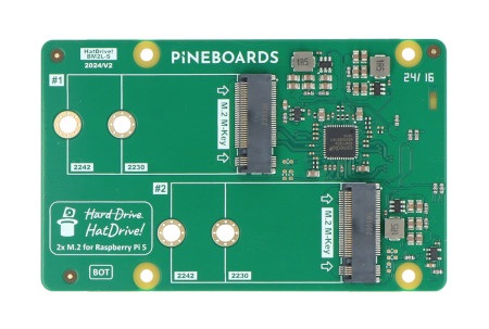 Pineboards HatDrive! Dual - adapter 2 x NVMe 2230, 2242 do Raspberry Pi 5