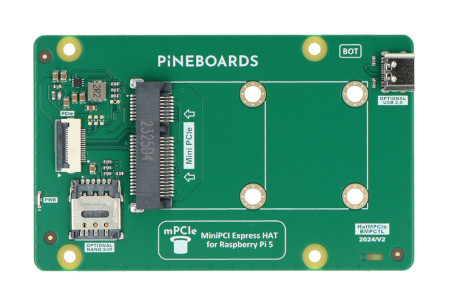 Pineboards Hat mPCIe - adapter mini PCIe + USB 2.0 + nano SIM do Raspberry Pi 5