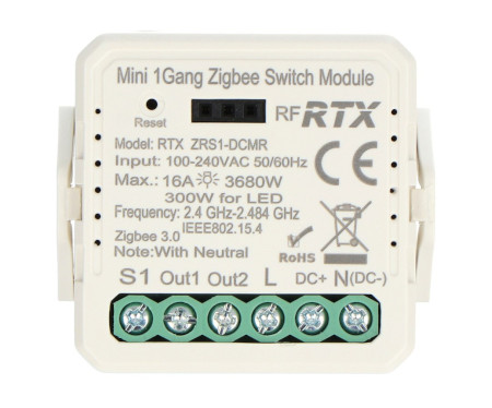 Tuya - przekaźnik beznapięciowy 12 V / 230 V - ZigBee - aplikacja Android / iOS - RTX ZRS1-DCMR