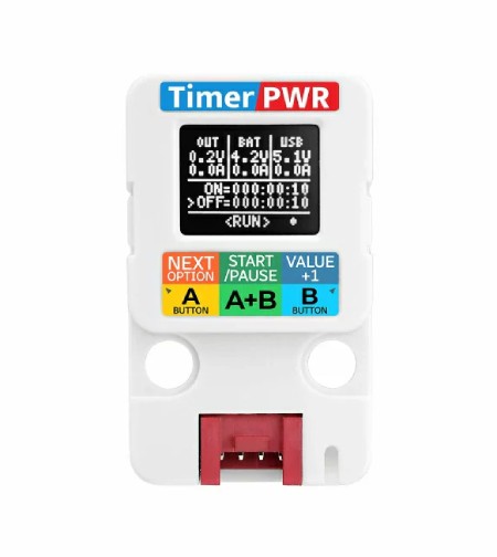 TimerPWR Unit - moduł zarządzania zasilaniem z wyświetlaczem OLED 0,66'' - INA3221 - moduł rozszerzeń Unit - M5Stack U189