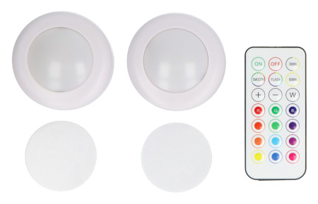 Zestaw lampek LED RGBW z pilotem - KC007 - 16 kolorów - 62,2 x 27,6mm - 2 szt. - Bambu Lab